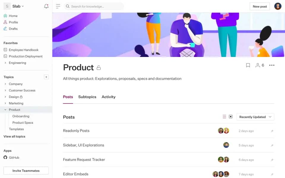 knowledge management software slab interface