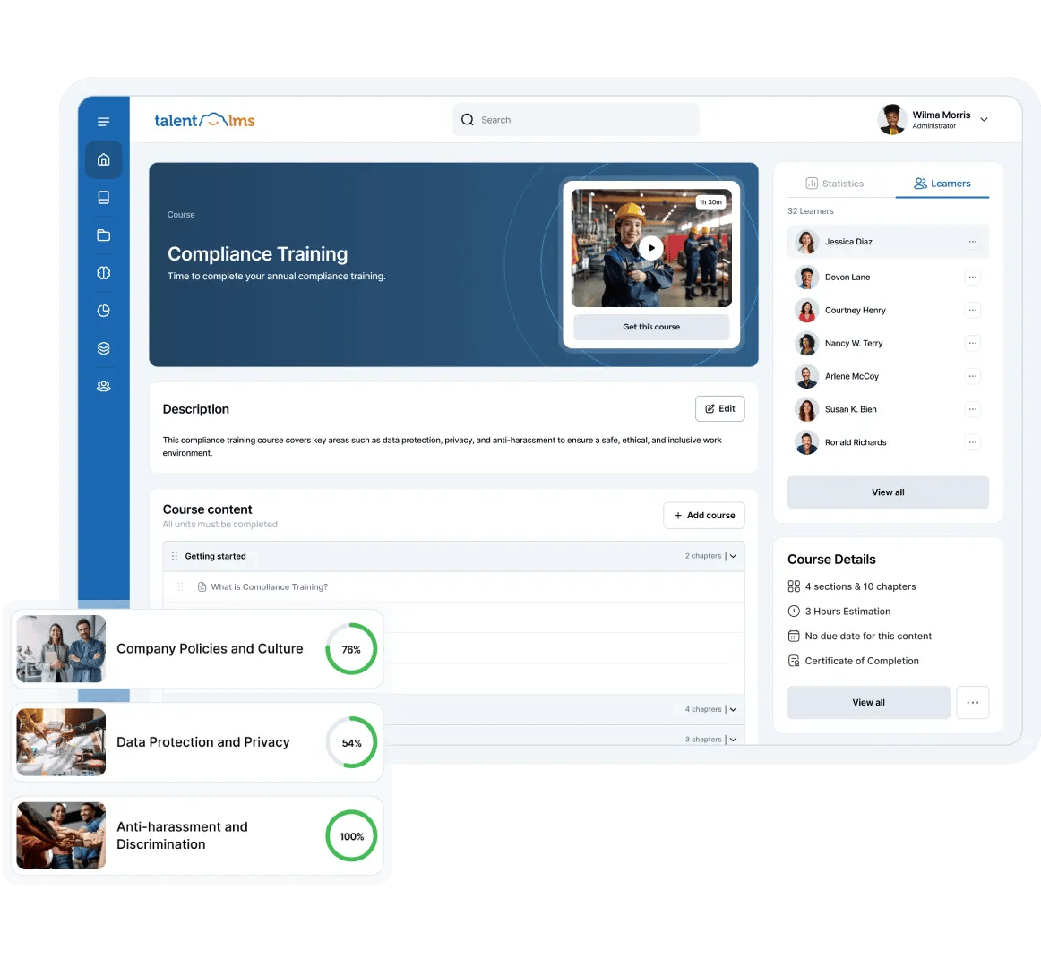 knowledge management software talentlms interface