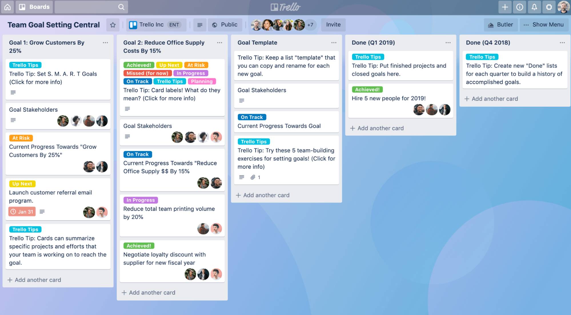 knowledge management software trello interface