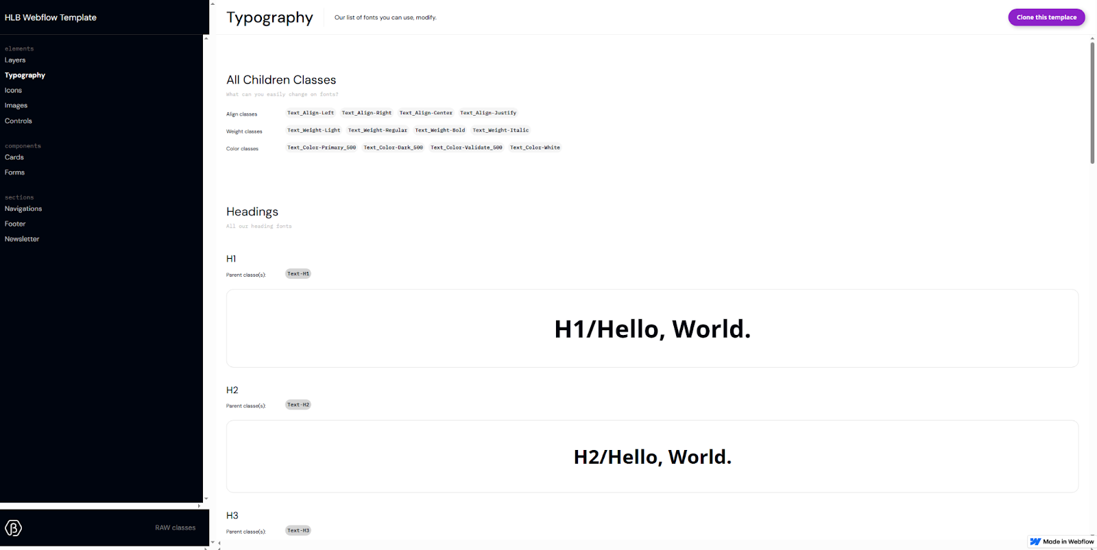 The Simple Design System page opens with a section providing typography styles.