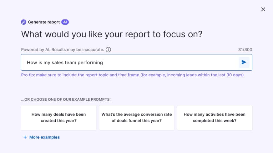 AI blog writer Pipedrive Pulse sales report query
