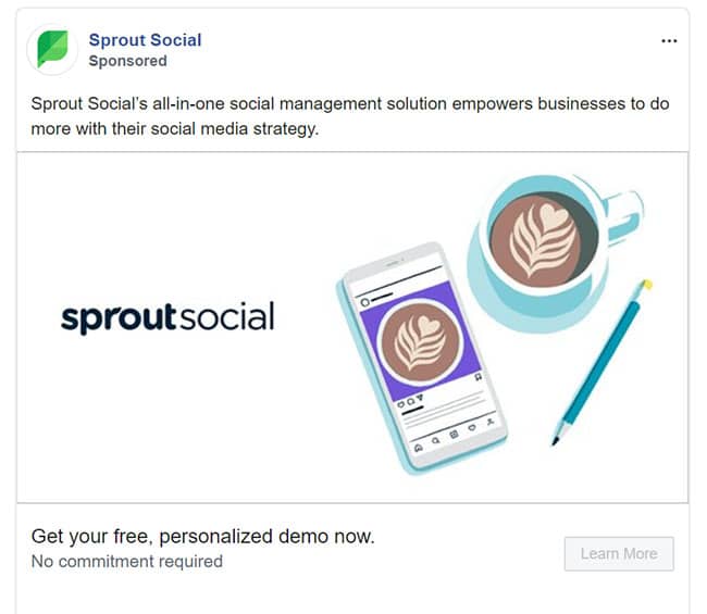 CRM advertising Sprout Social Facebook ad