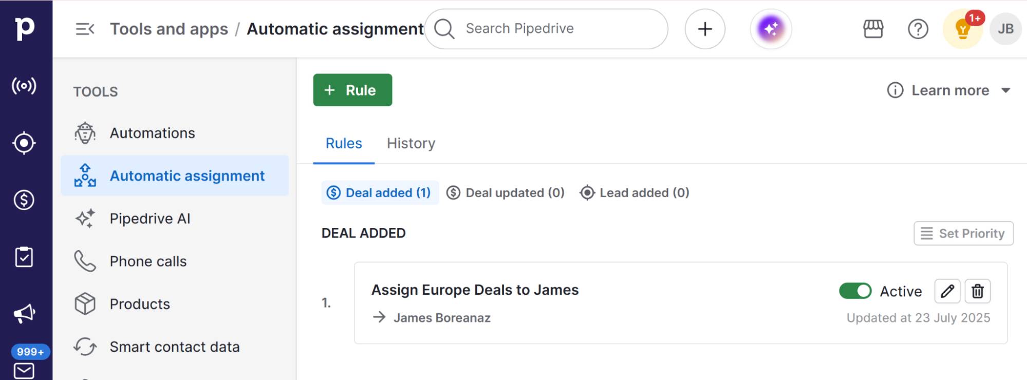 Sales professionals Pipedrive automatic assignment