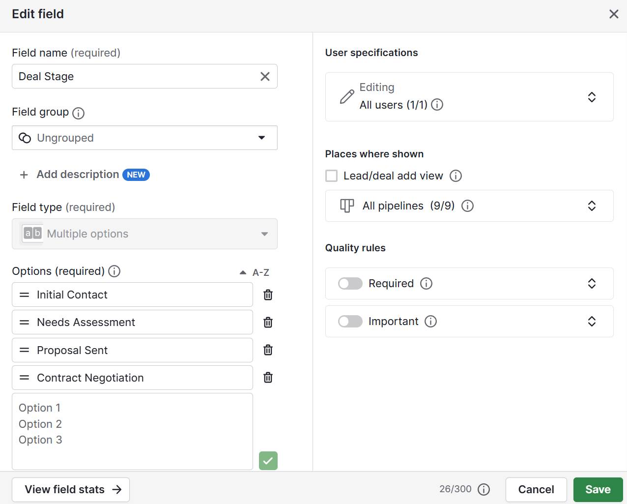 business glossary Pipedrive field groups