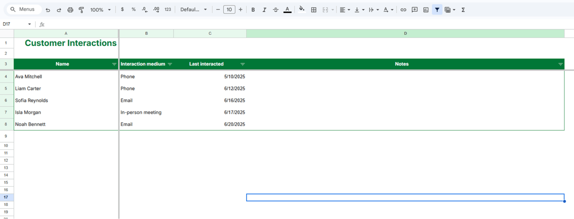 google sheets crm template pipedrive customer interactions
