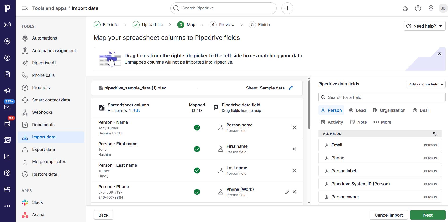 google sheets crm template pipedrive preview page
