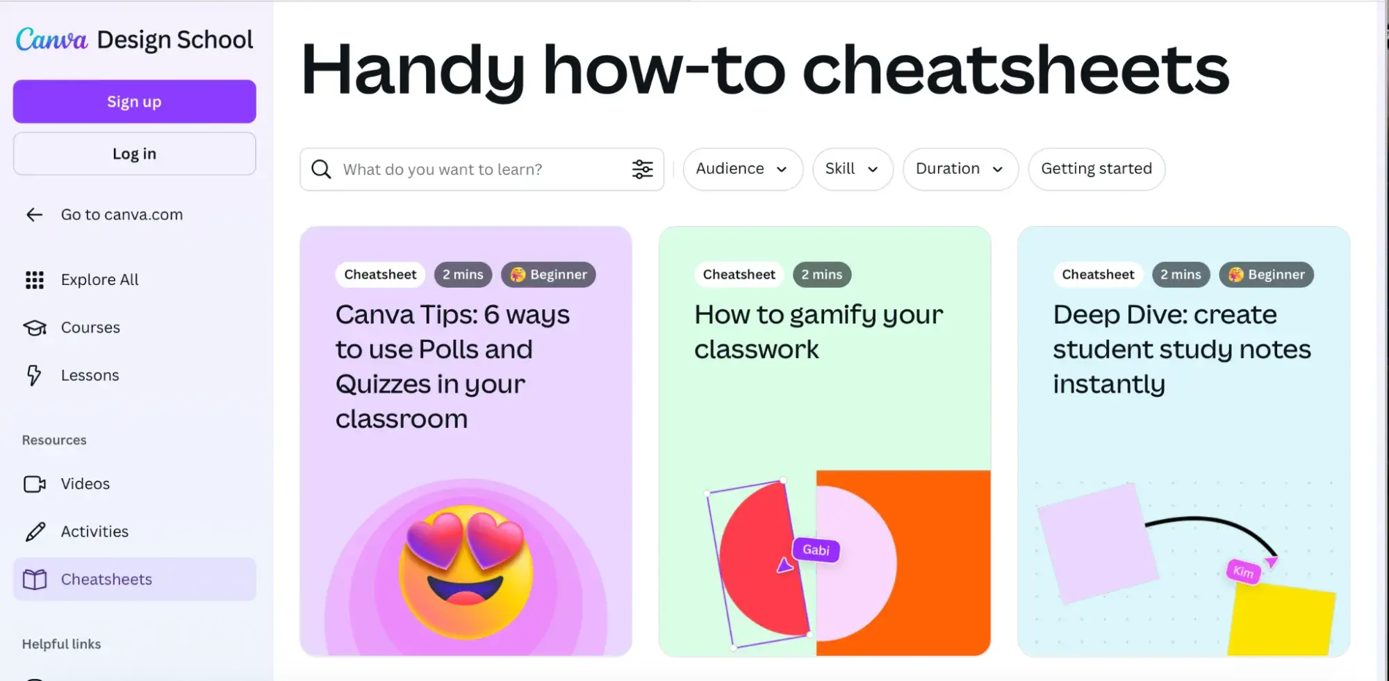 handy how-to cheat sheets by canva – lead magnet example