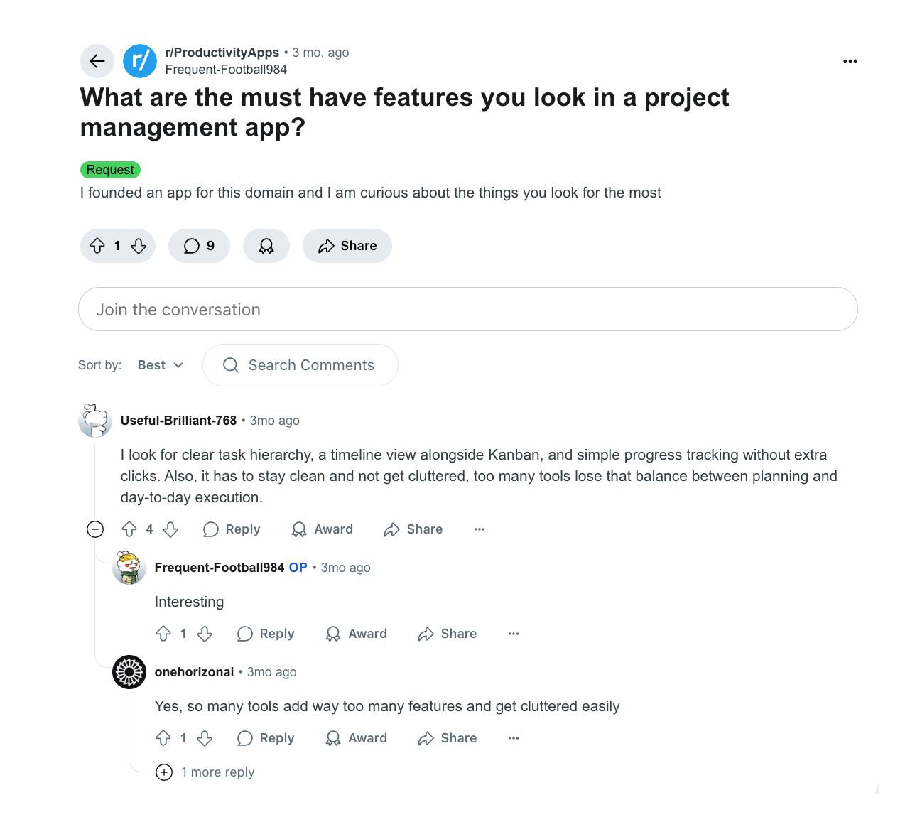B2B market research Reddit thread