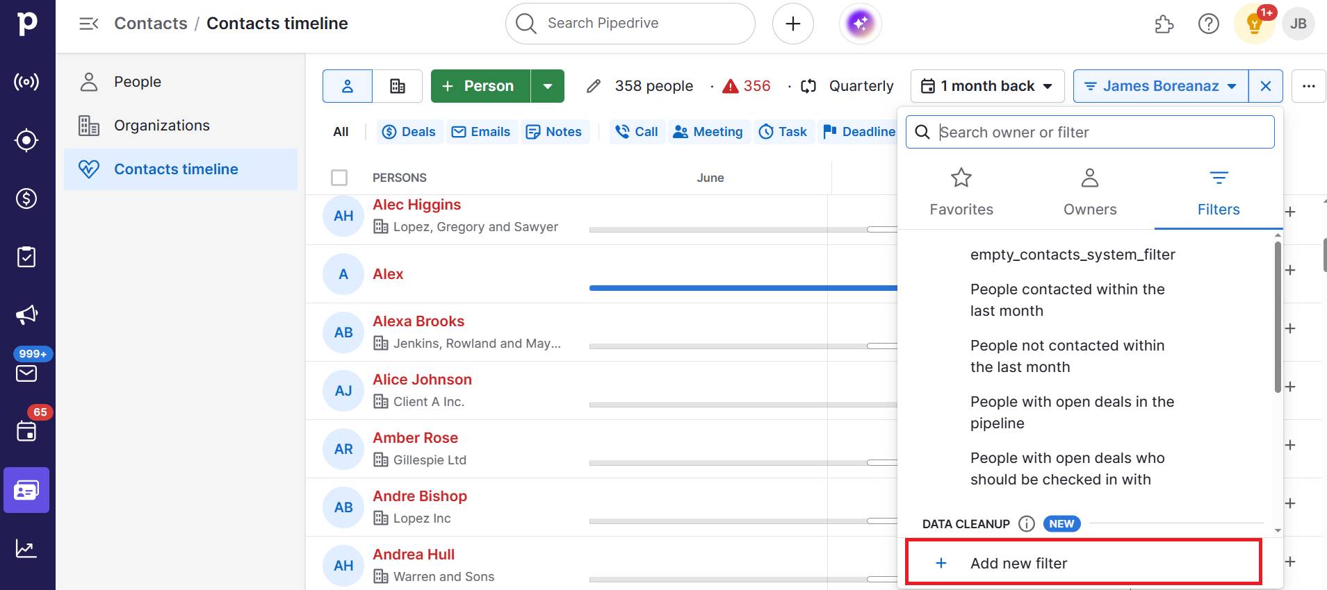 Cause-based marketing Pipedrive segmentation filter