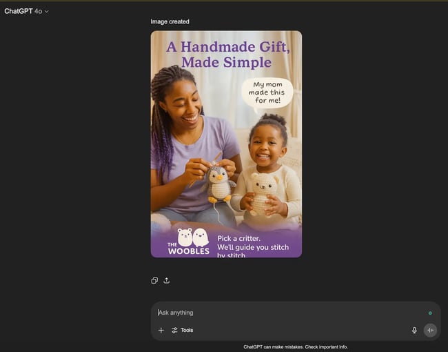 ChatGPT-generated ad based on customer persona