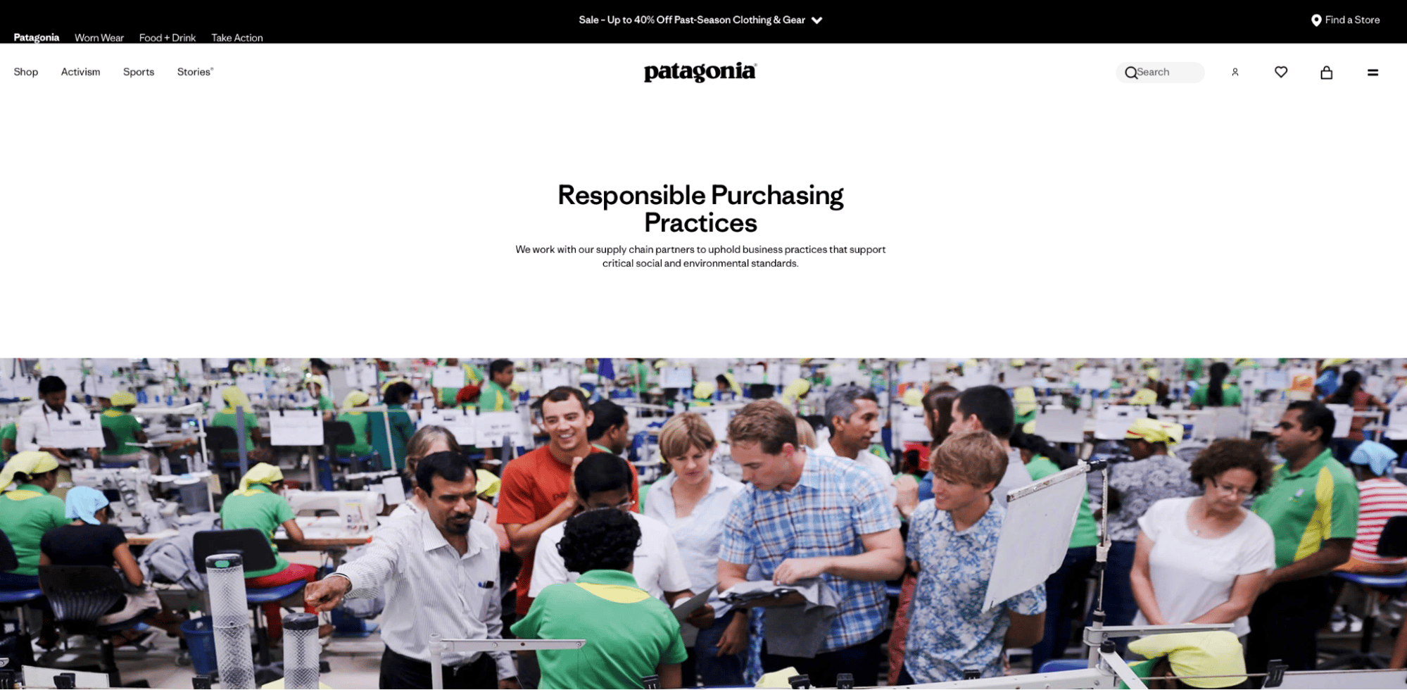 Customer connection Patagonia responsible purchasing website page