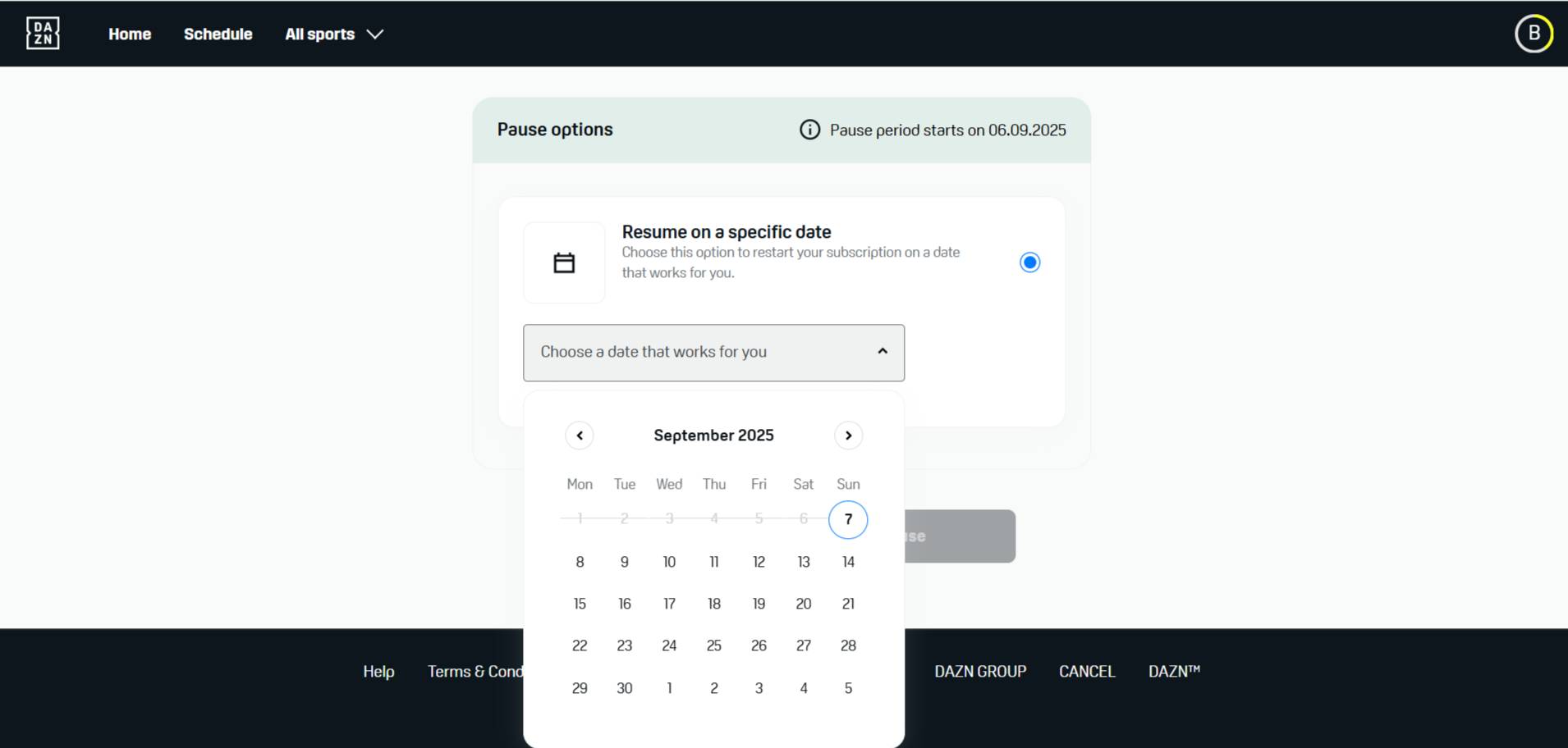 Customer empowerment Dazn pause subscription