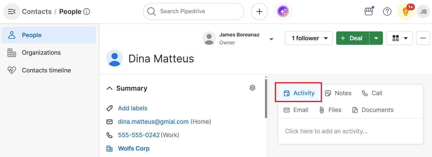 Customer empowerment Pipedrive deal activity