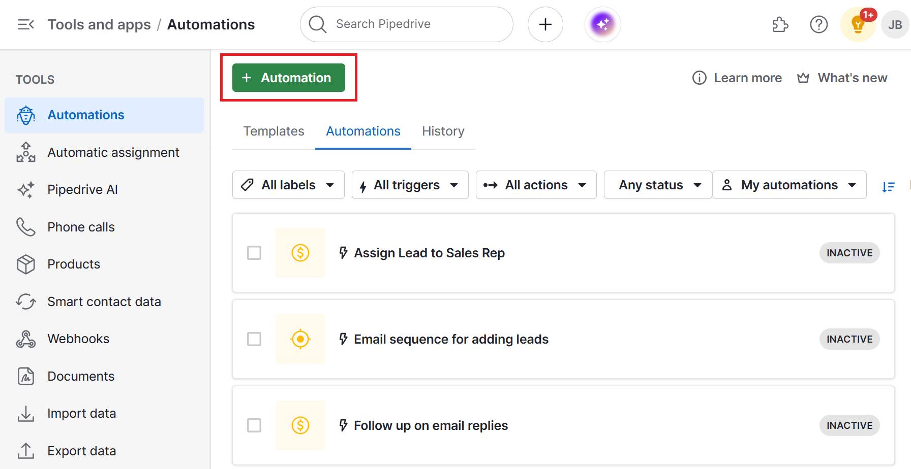Customer obsession Pipedrive workflow automations