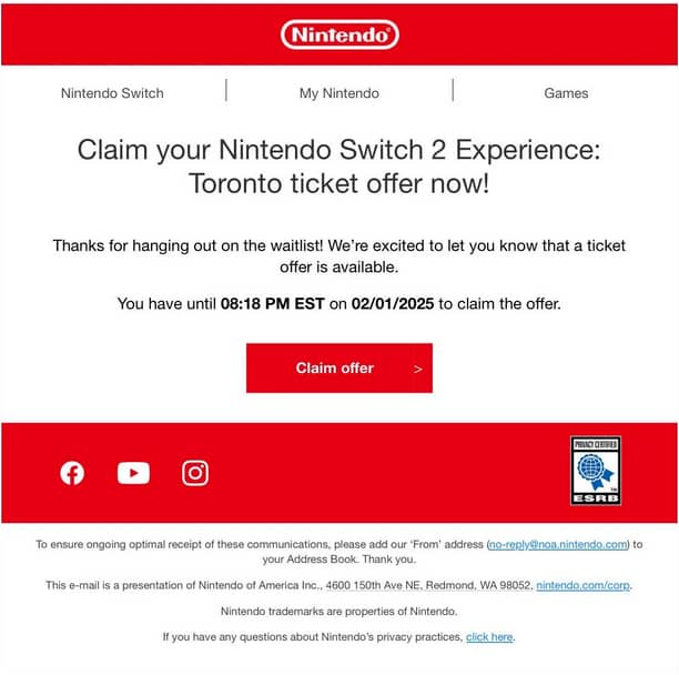 FOMO marketing Nintendo Switch example