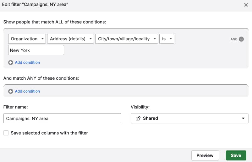FOMO marketing Pipedrive Campaigns filter edits