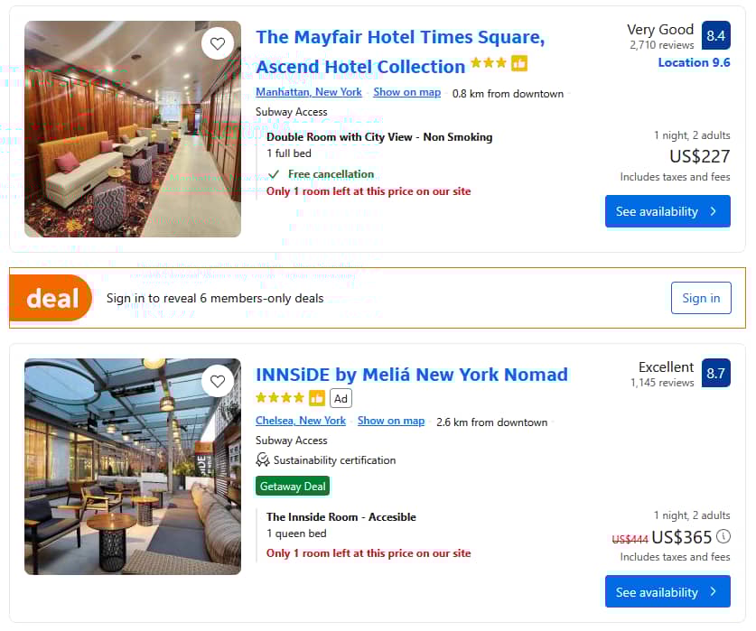 FOMO marketing booking.com example