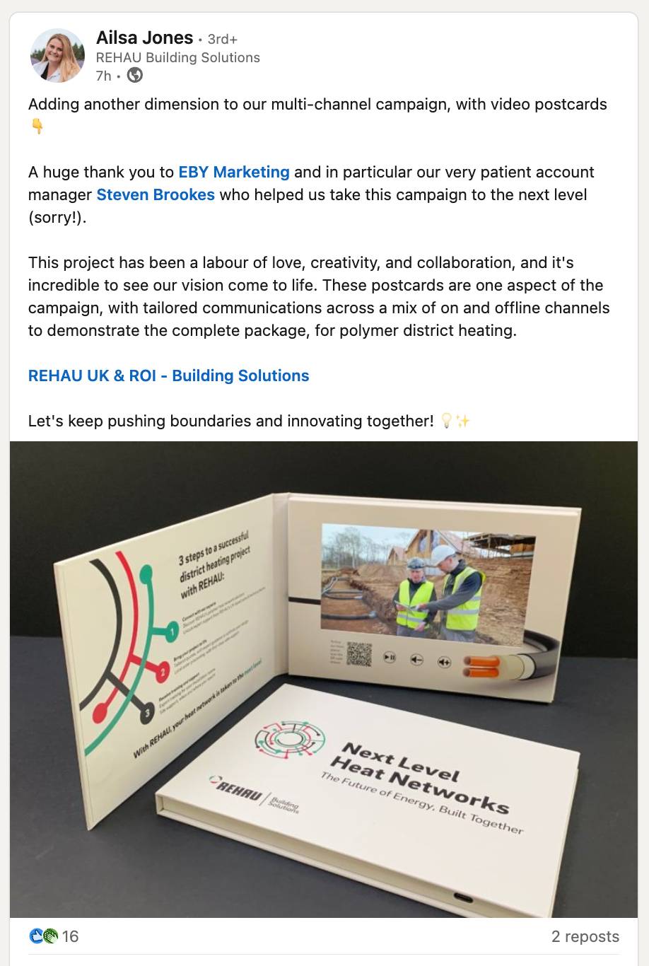 Traditional marketing methods REHAU video postcards