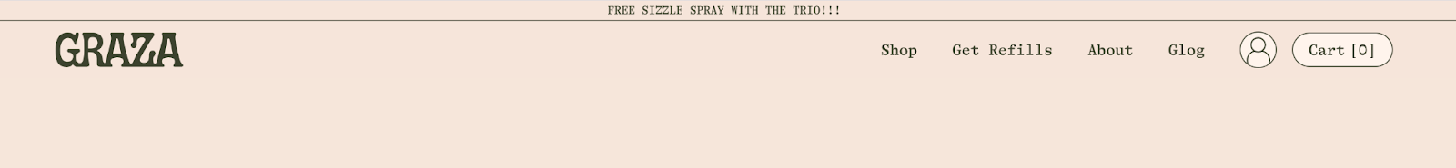 Screenshot of the Graza website header.