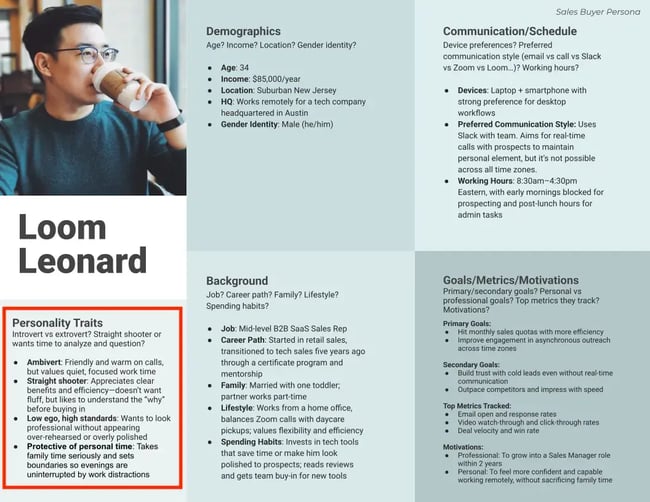loom leonard, buyer persona example made with a free hubspot template