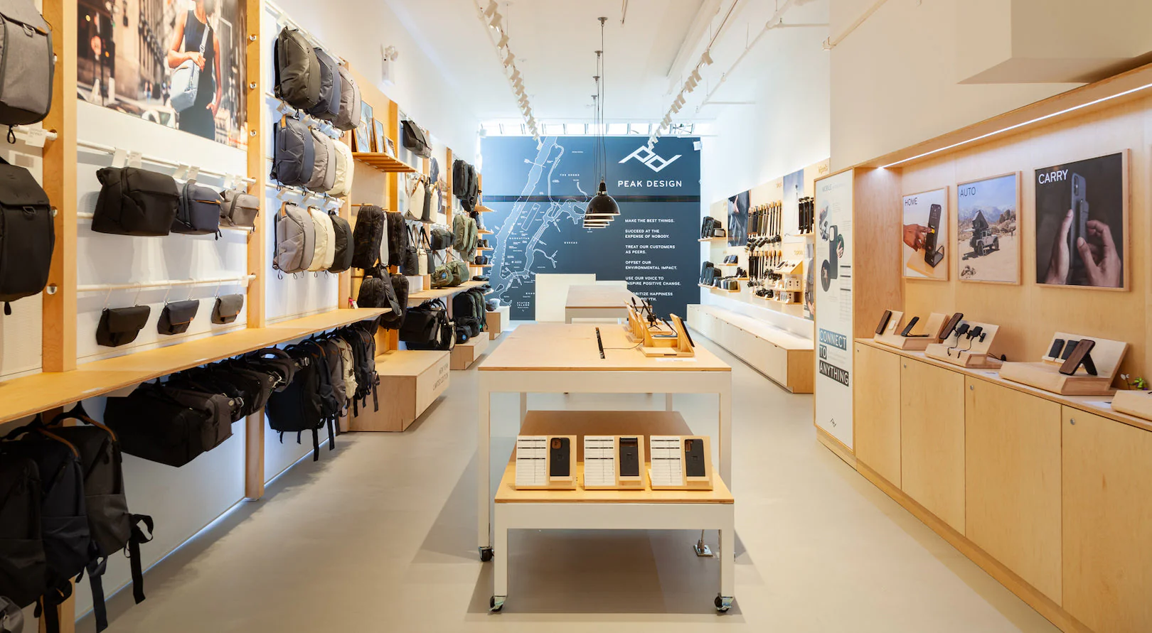 Inside Peak Design’s successful retail store.