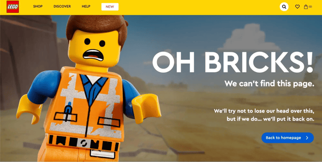 screenshot of lego’s 404 page