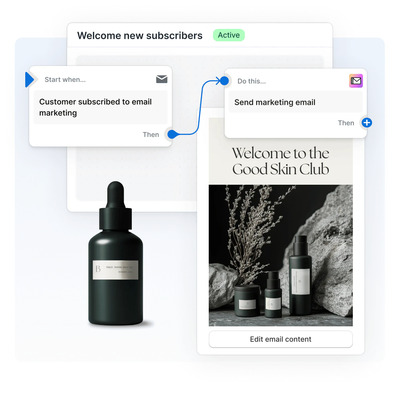 Automation to send a marketing email when a new customer opts in.