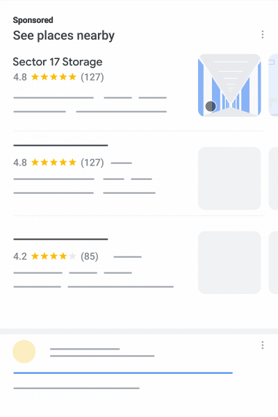 A user clicks through to Sector 17 Storage’s profile.