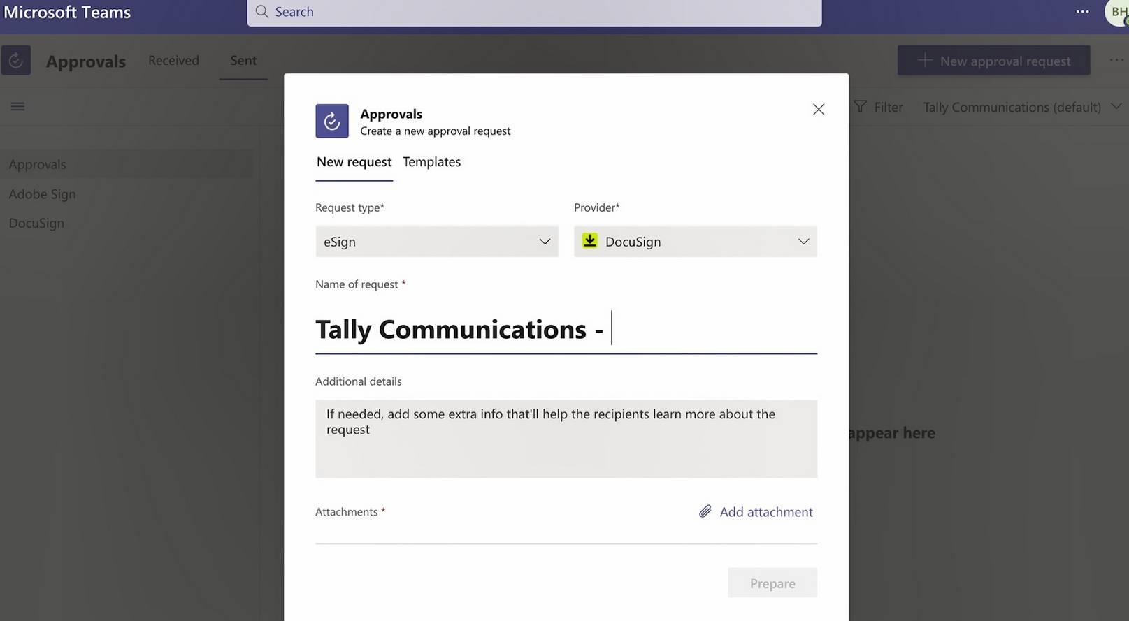 Approval management software DocuSign example