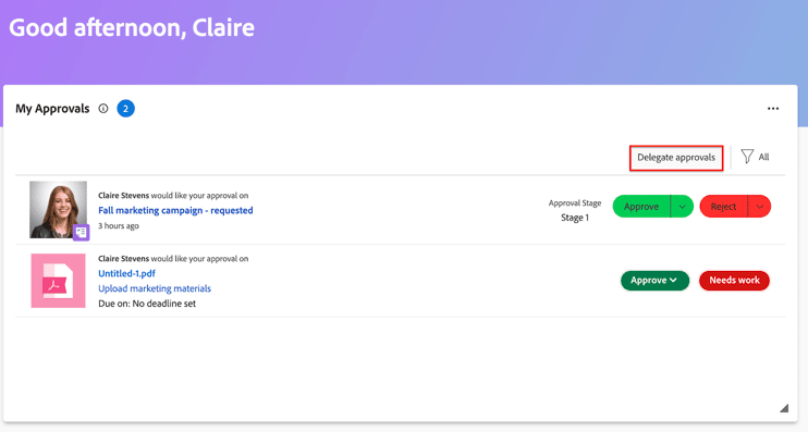 Approval management software Workfront example