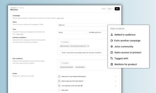 Campaigns feature on Podia
