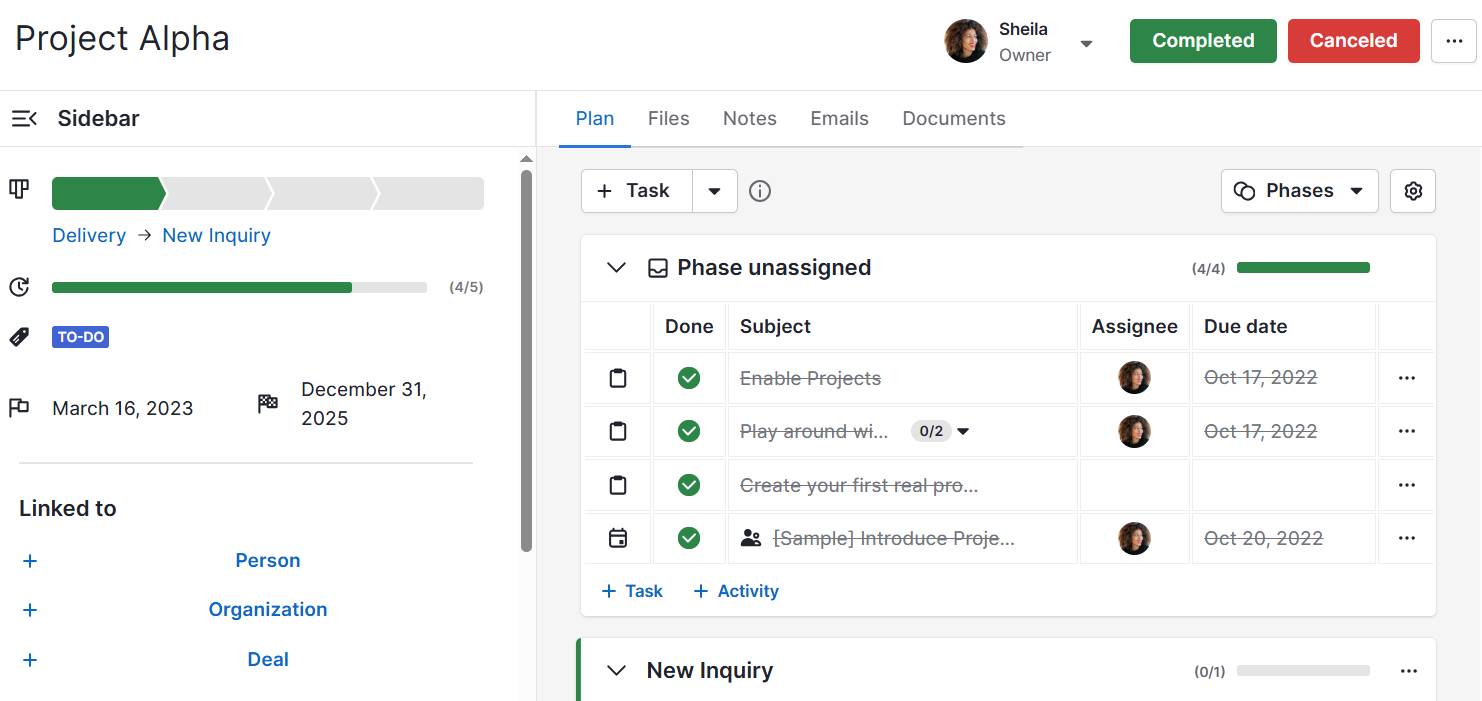 Conflict resolution skills Pipedrive Projects dashboard