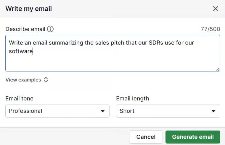 Cross-team collaboration Pipedrive AI email writer