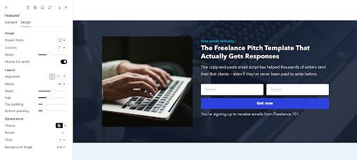 Customize lead magnet from products section