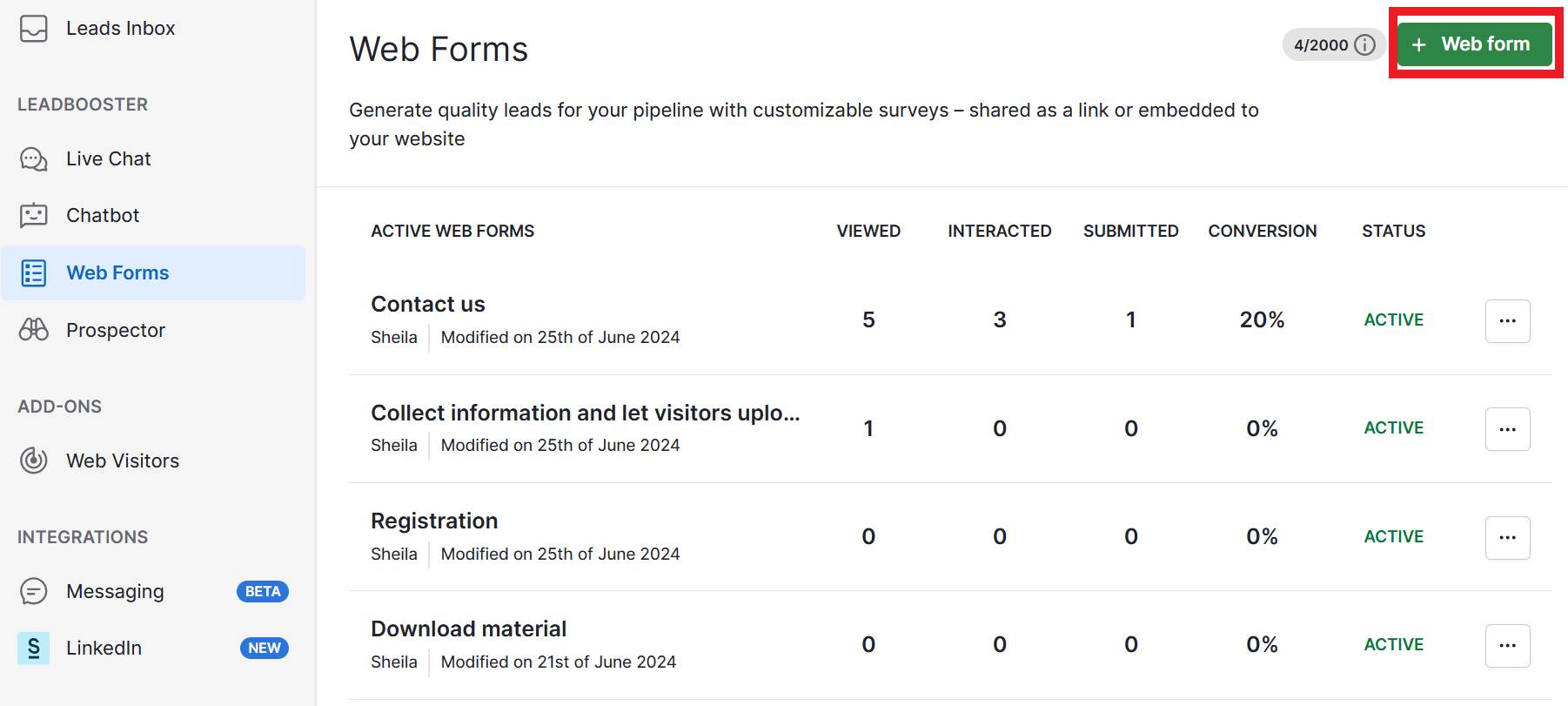 Event marketing Pipedrive Web Forms