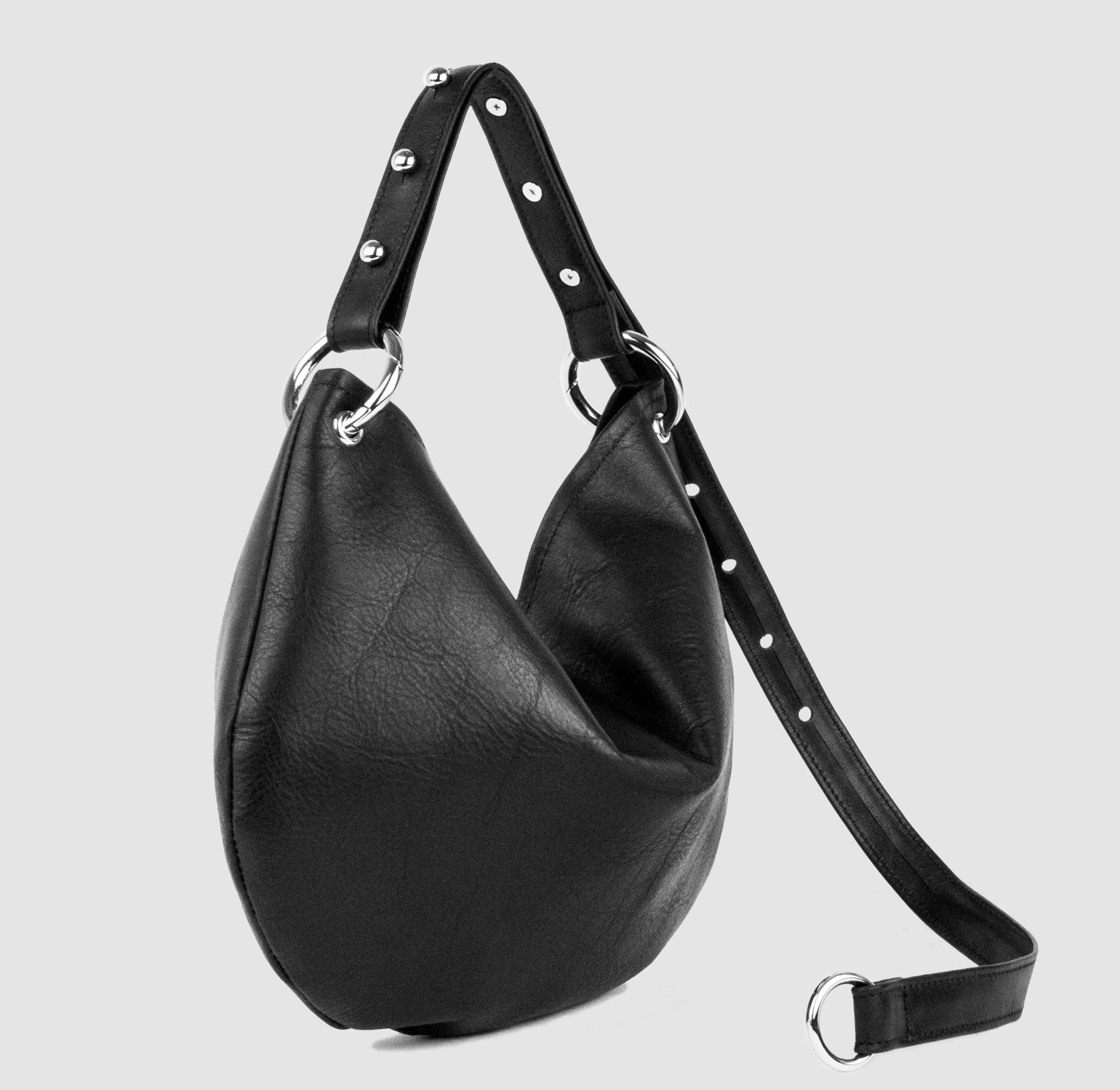 The Sonya Lee FRANCESCA bag in black sitting in front of a white background.