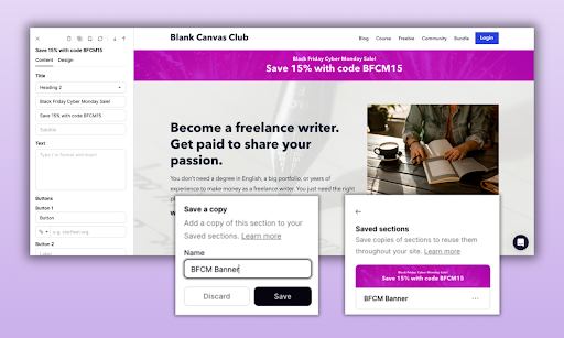 Headline banner on website