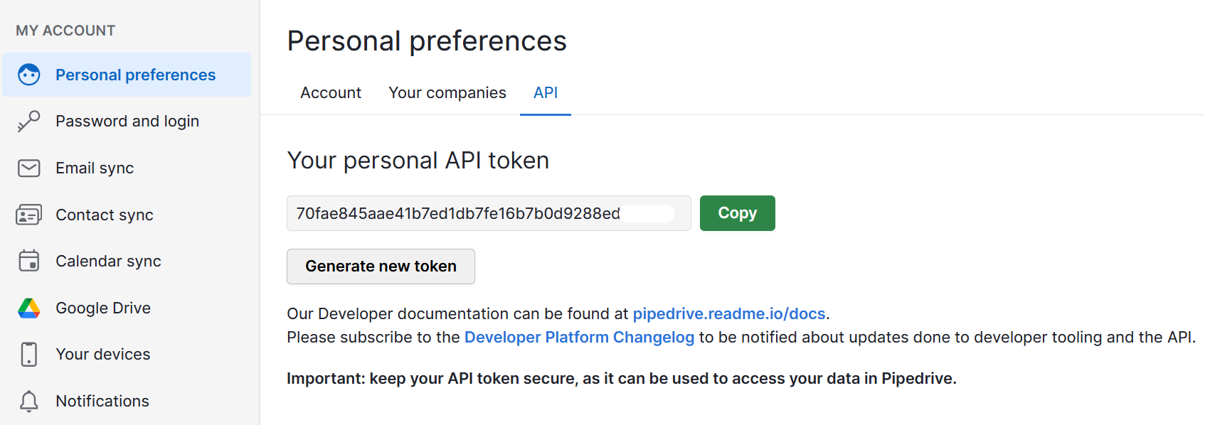 IDX in real estate Pipedrive API token