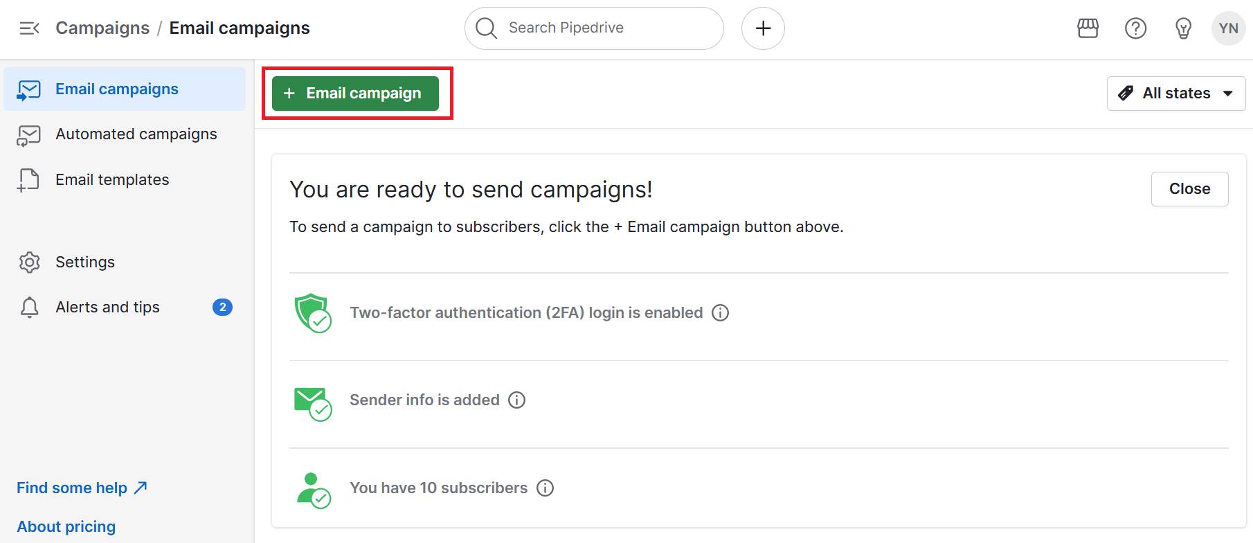 White glove customer service Pipedrive Campaigns
