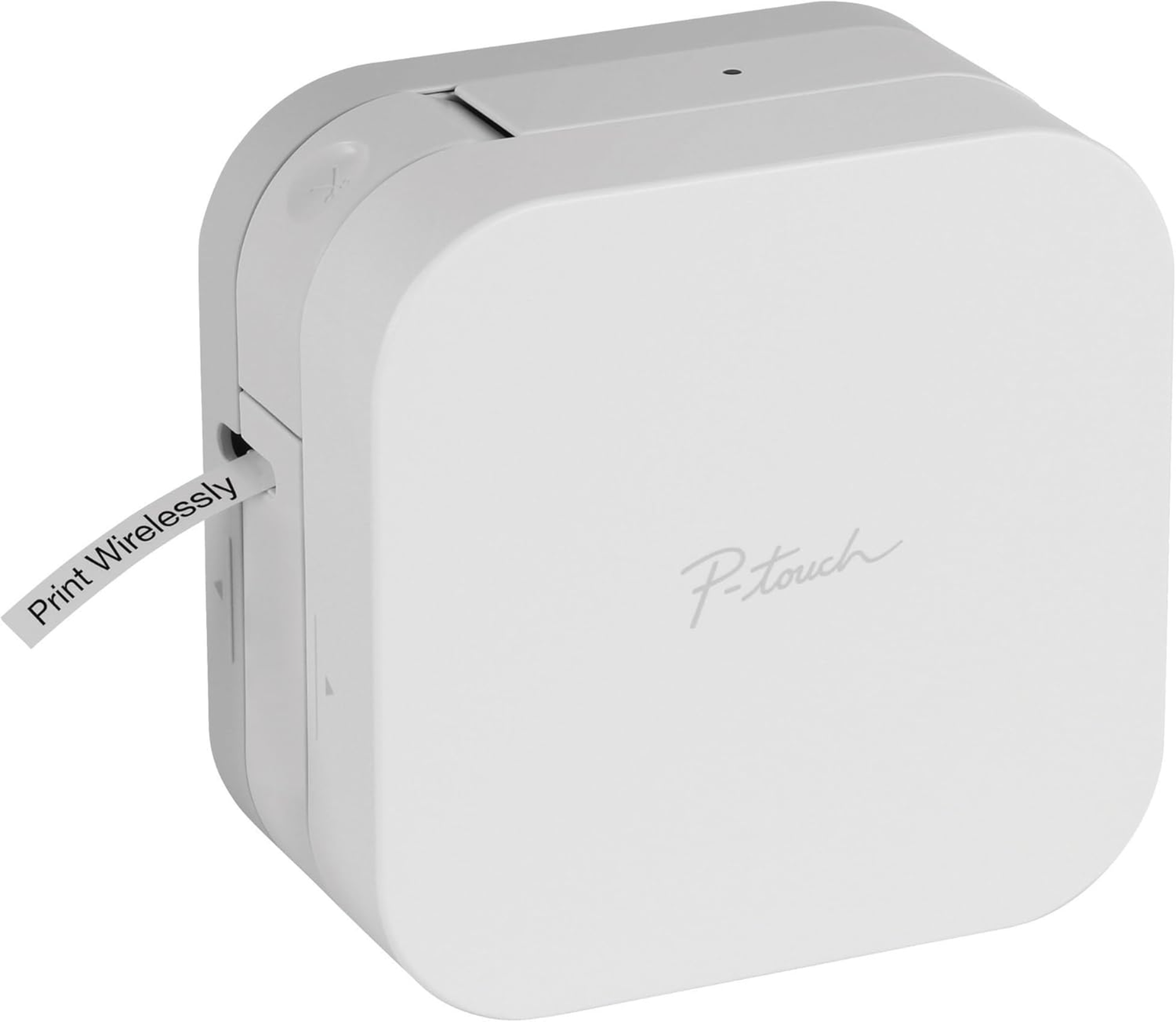 Brother P-touch CUBE label printer printing a label.