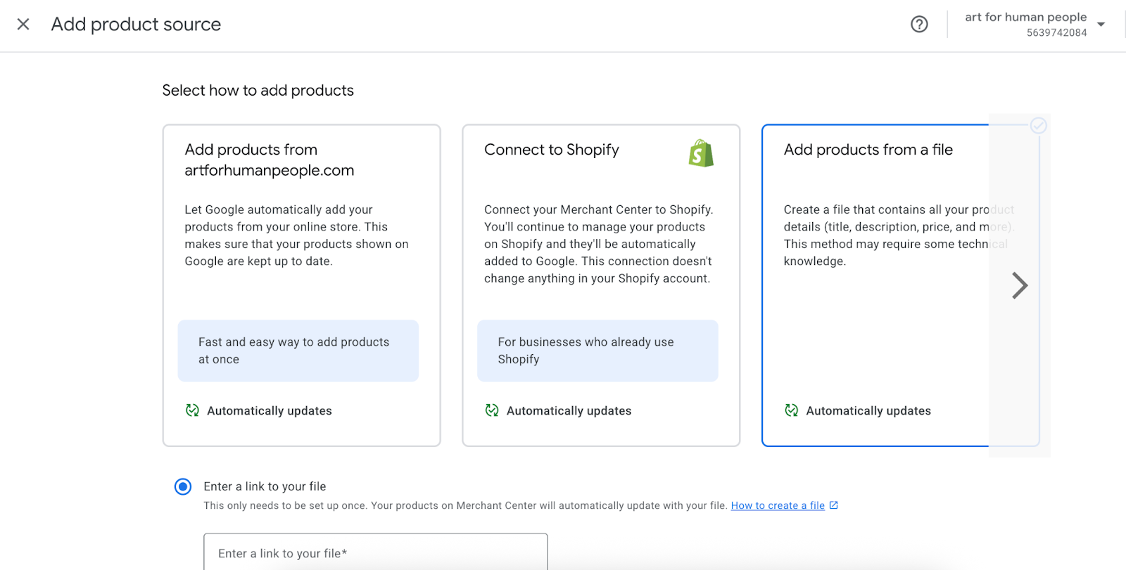 Fields to add products to Google Merchant Center automatically or manually