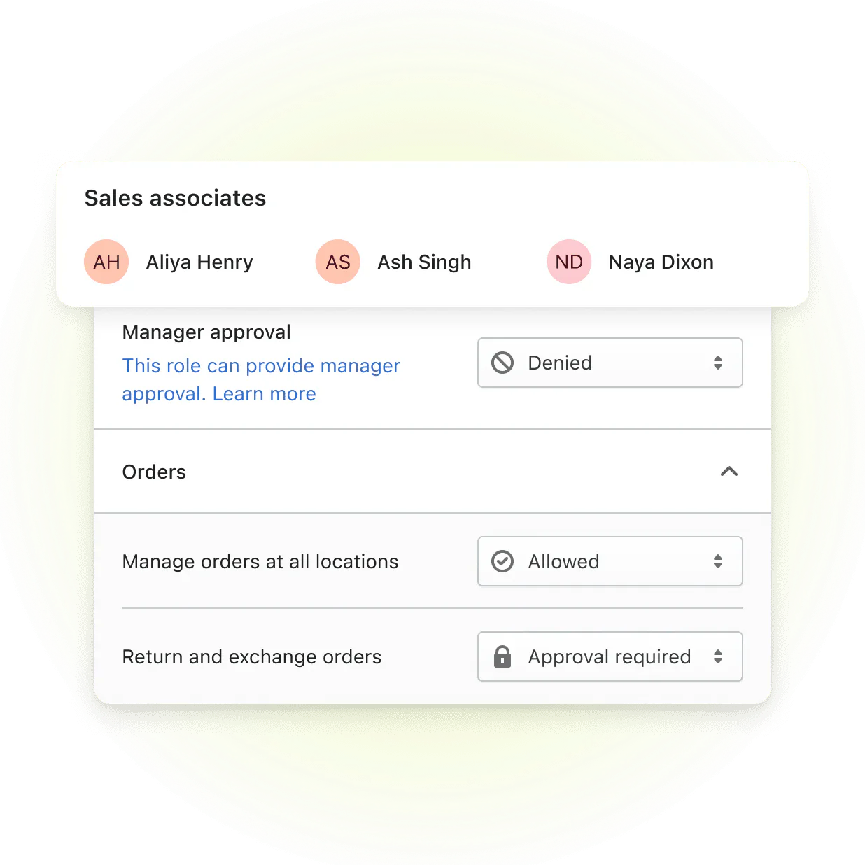 List of sales associates that can offer manager approval inside Shopify POS.