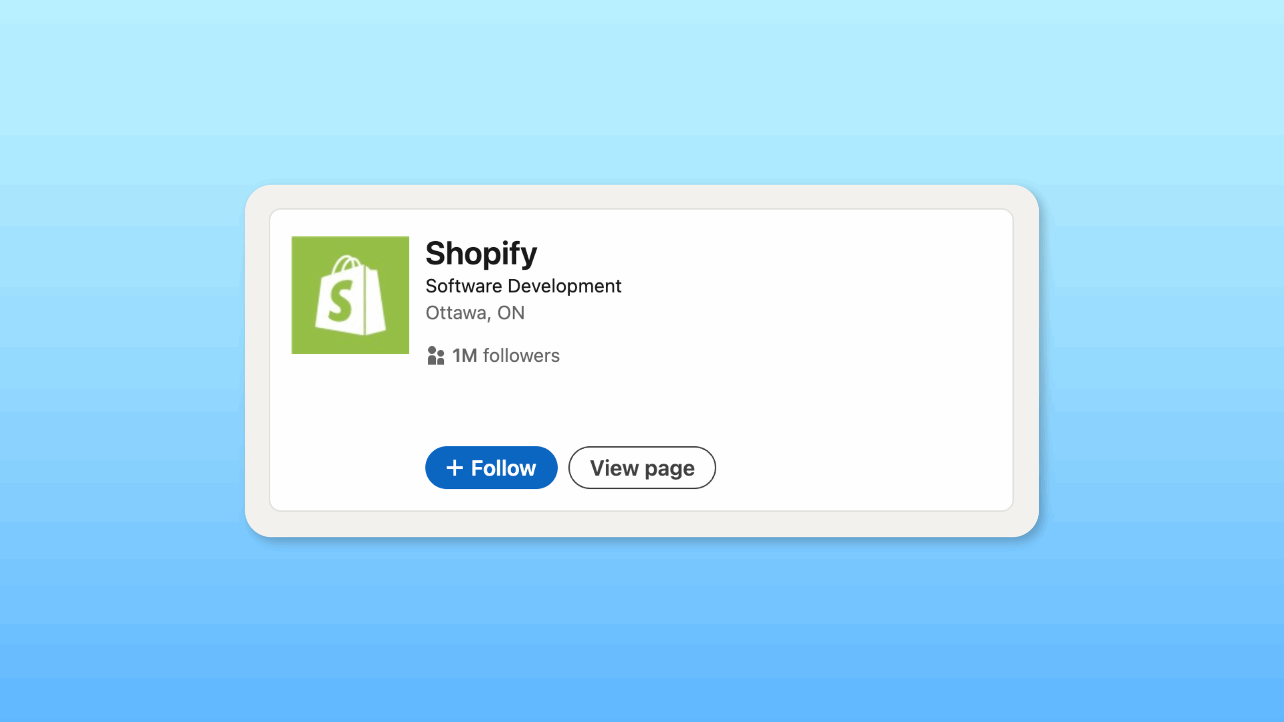 A LinkedIn search result displaying a small Shopify logo