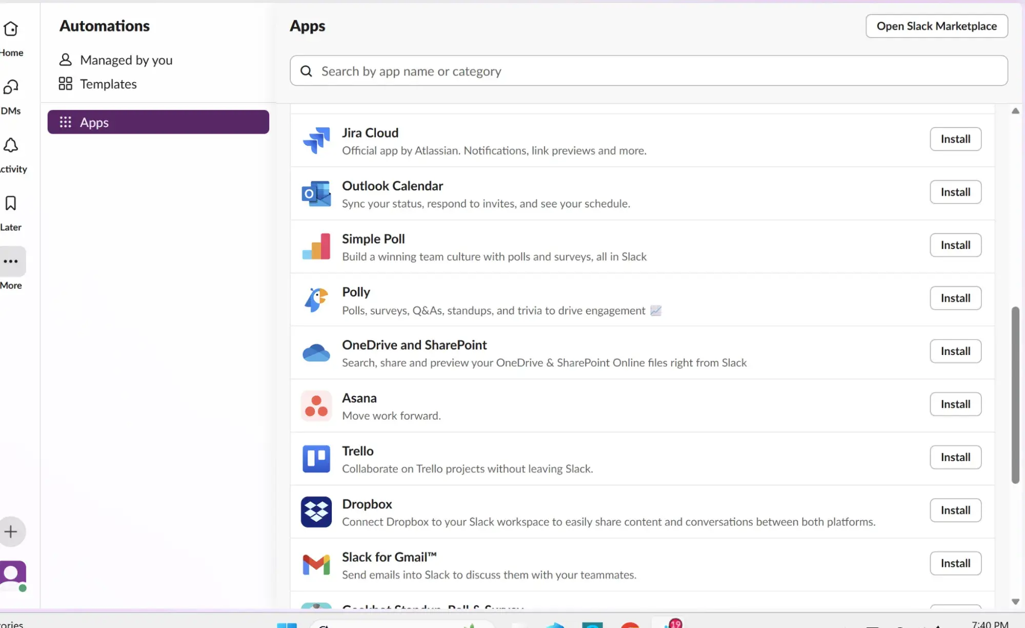 slack app integrations, automations on slack