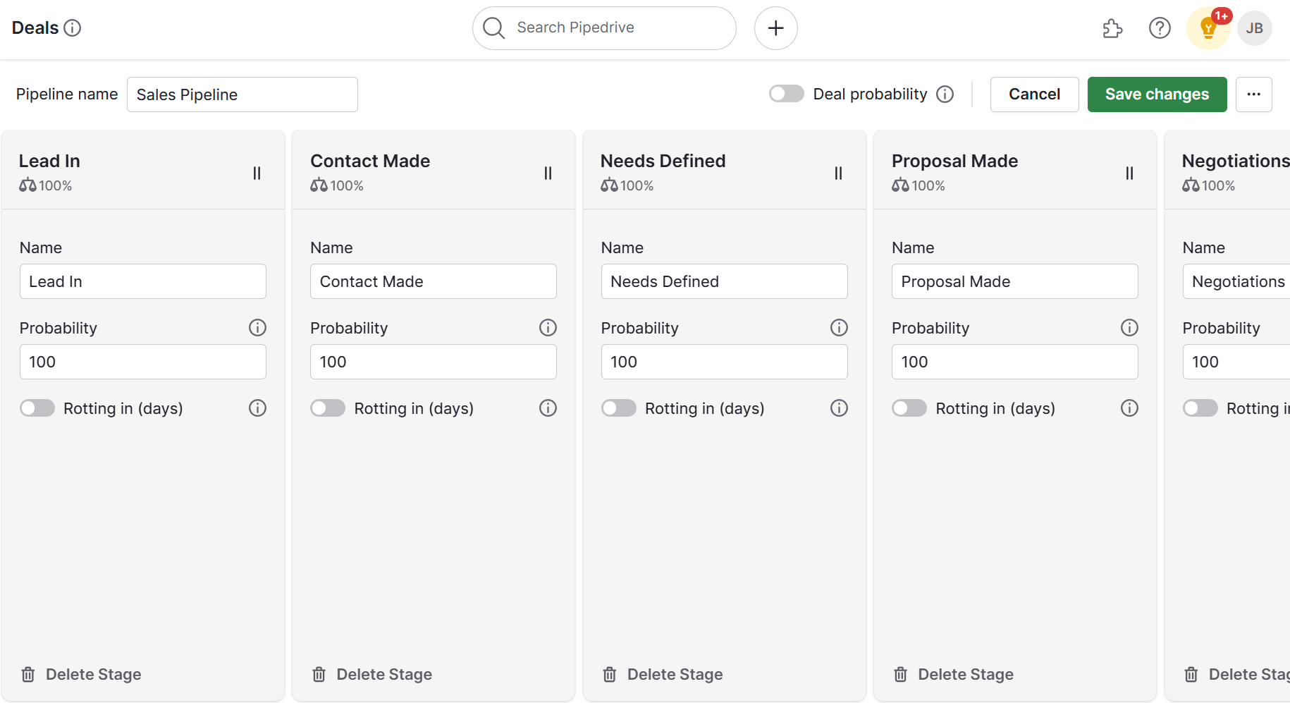 Attraction marketing Pipedrive deal stages
