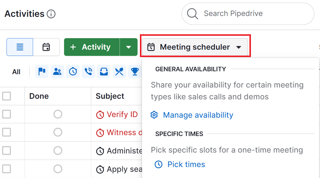 COB vs. EOD Pipedrive meeting scheduler