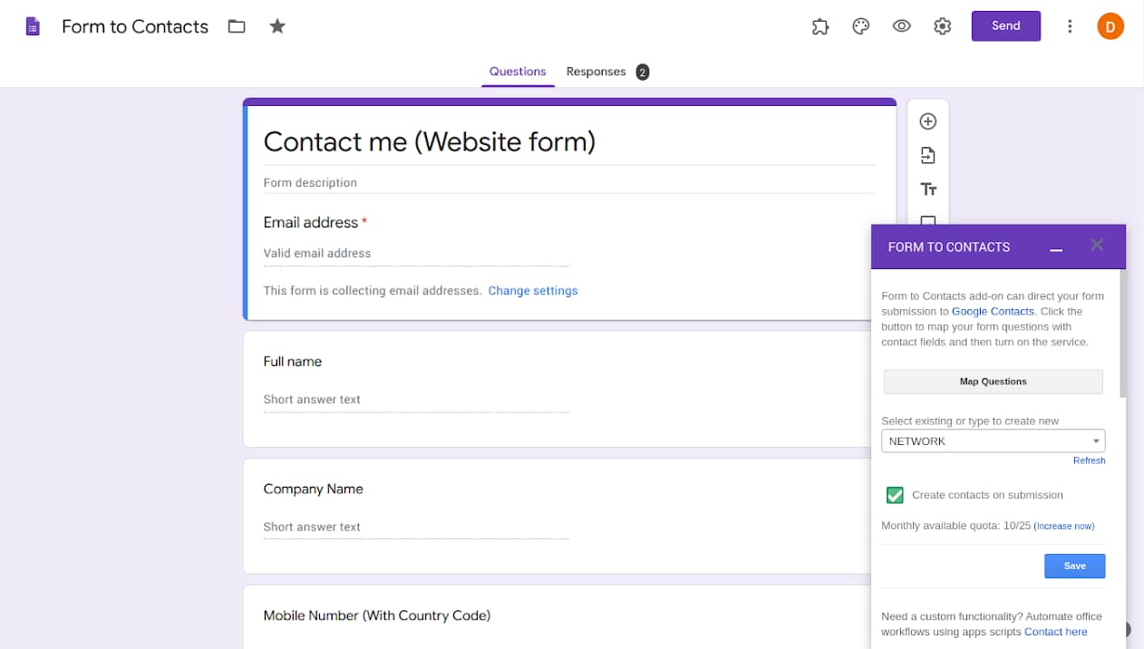 Customer feedback tools Google Forms