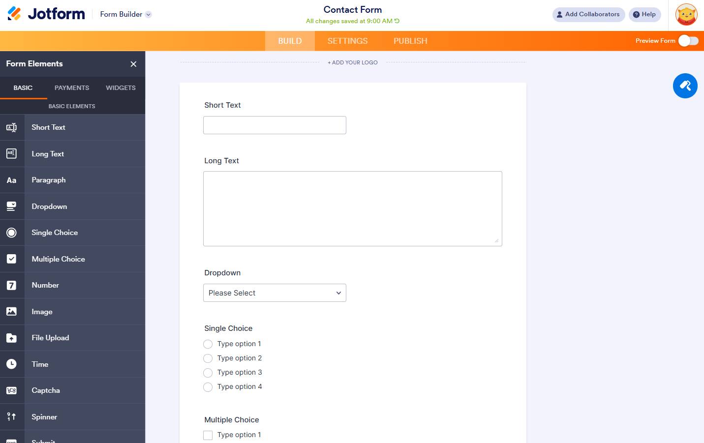 Customer feedback tools Jotform