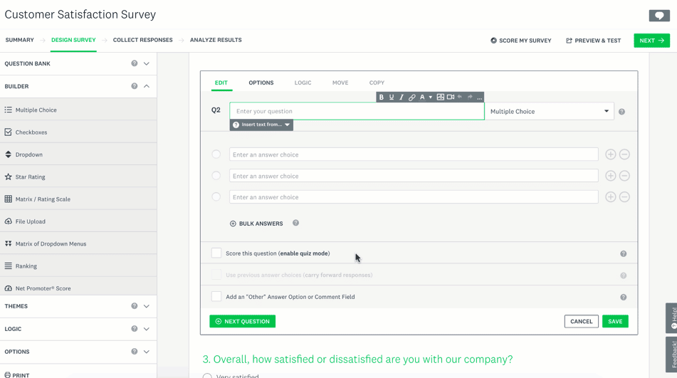 Customer feedback tools SurveyMonkey dashboard