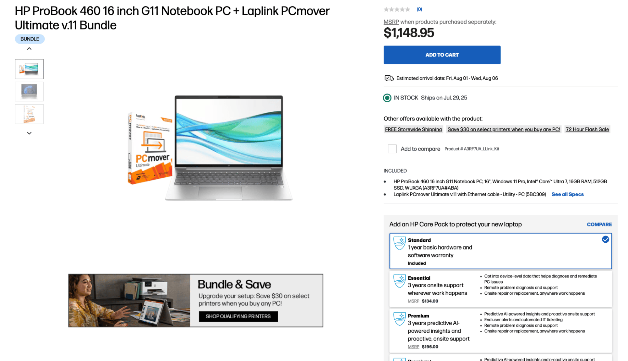 Price elasticity of demand HP laptop bundle page